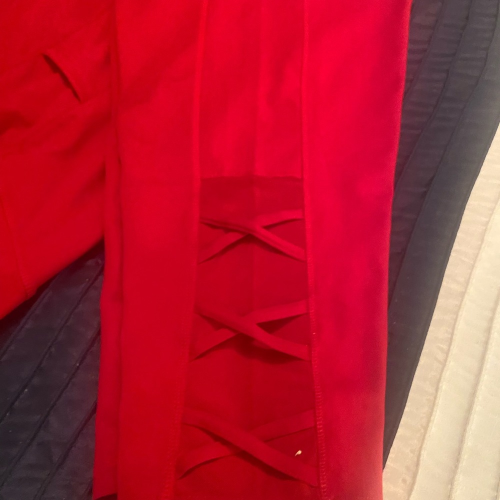 Red Pants with cris cross design